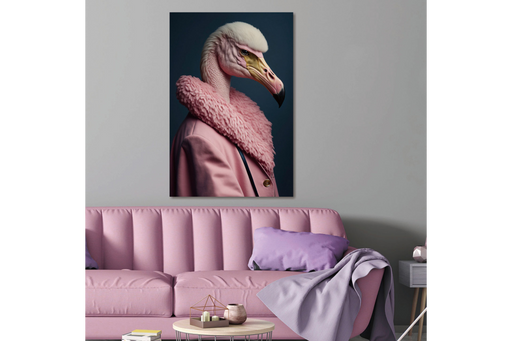 Stylish Glass Animal Wall Art – Flamingo Portrait & High Quality Finish  