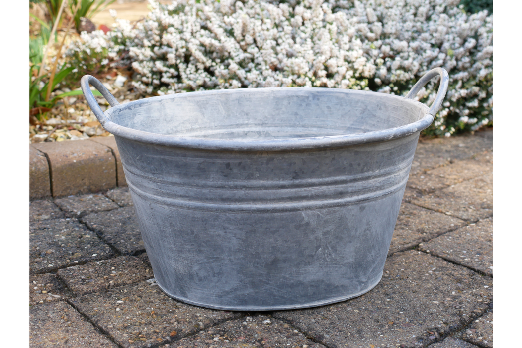 Outdoor Garden Planters, Silver Metal, Round, Planter