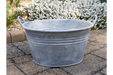 Outdoor Garden Planters, Silver Metal, Round, Planter