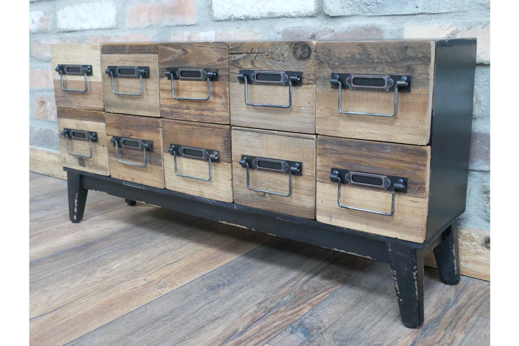 Rustic Industrial Multi-Drawer Storage Unit