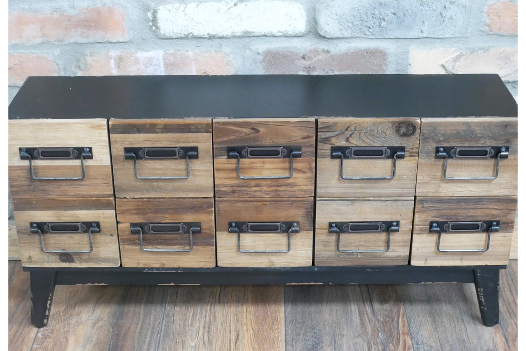 Rustic Industrial Multi-Drawer Storage Unit