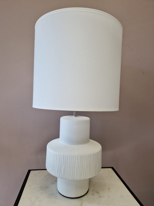 White Ceramic Table Lamp with White Shade