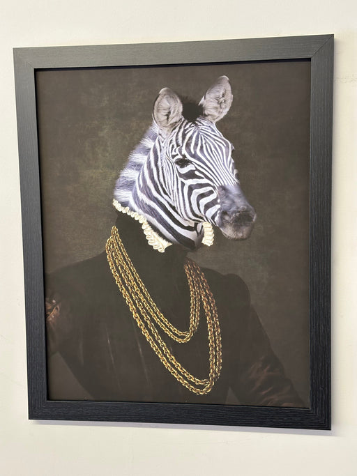 Elegant Zebra Portrait Wall Art – Black Frame & Matt Finish  