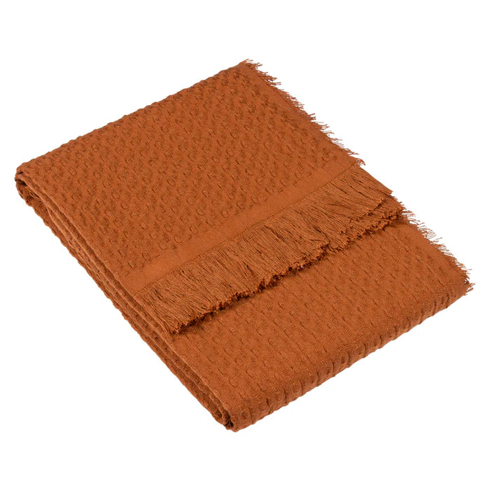 Abel Waffle Throw, Stripe, Brown, Pecan