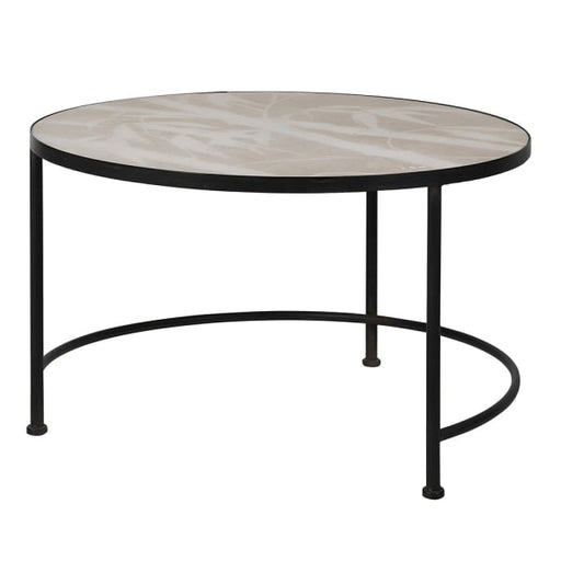 L Bamboo Round Table – Iron Frame with Paper and Glass Top