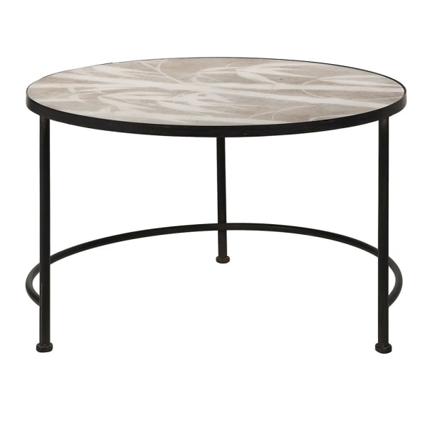 L Bamboo Round Table – Iron Frame with Paper and Glass Top