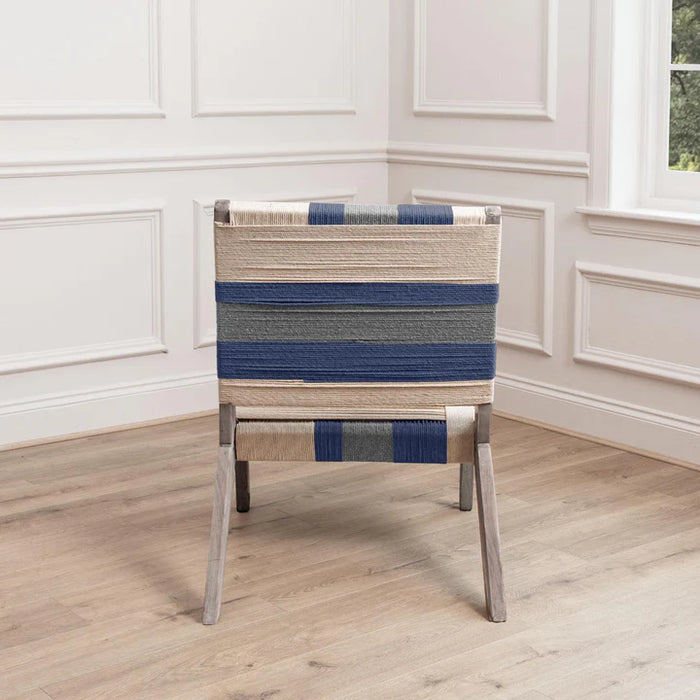 Ballari Blue & Cream Woven Accent Chair - 84cm