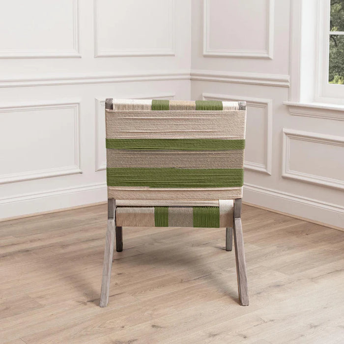 Ballari Oliove Green & Cream Woven Accent Chair - 84cm