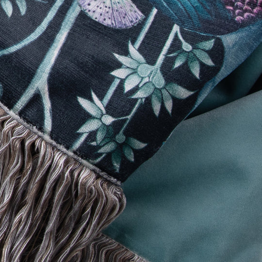 Bennu Printed Throw, Botanical, Blue, Emerald