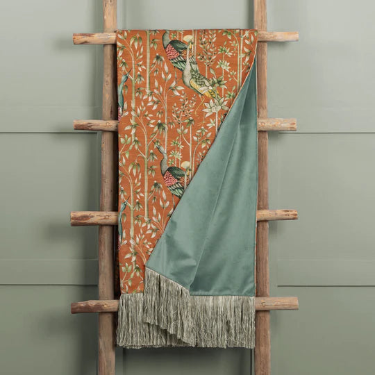 Bennu Printed Throw, Botanical, Orange, Rust