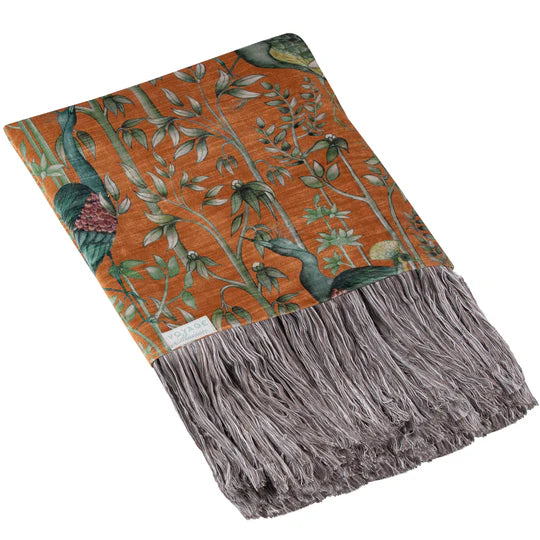 Bennu Printed Throw, Botanical, Orange, Rust