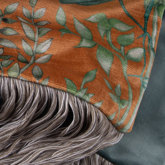 Bennu Printed Throw, Botanical, Orange, Rust