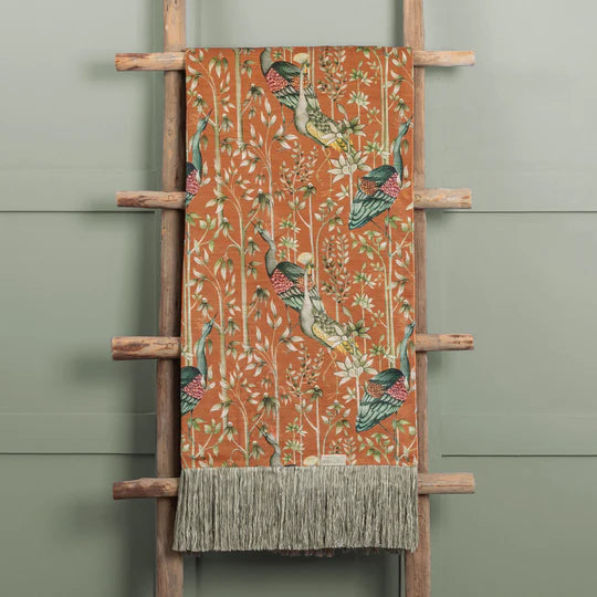 Bennu Printed Throw, Botanical, Orange, Rust