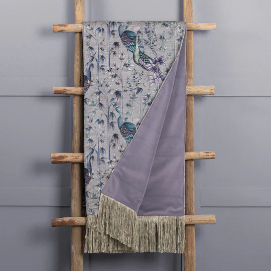 Bennu Printed Throw, Botanical, Blue, Willow, Animal