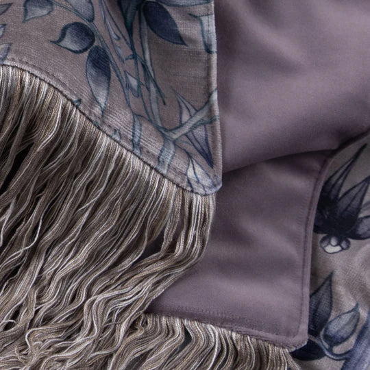 Bennu Printed Throw, Botanical, Blue, Willow, Animal