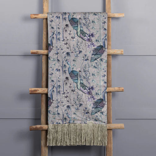 Bennu Printed Throw, Botanical, Blue, Willow, Animal