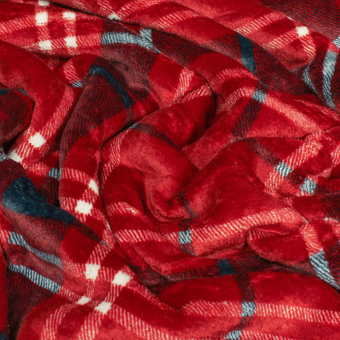 Blake Check Fleece Throw, Stripe, Red