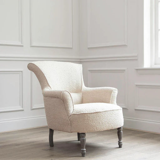 Classic Barley Upholstered Armchair – Wooden Frame & Textured Finish  