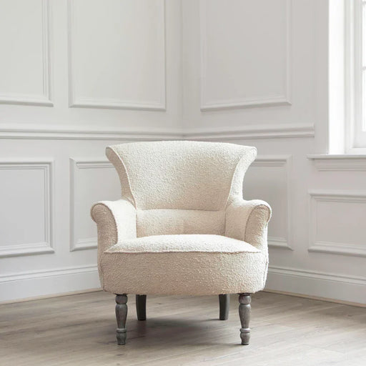 Classic Barley Upholstered Armchair – Wooden Frame & Textured Finish  