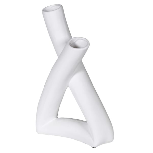 White Terracotta Modern Cross Vase - 39cm