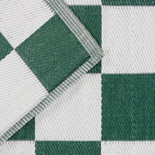 Checkerboard Outdoor Rug, Check Design, Green, Recycled ( Due Back In 24/02/2025 )