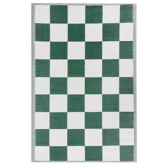 Checkerboard Outdoor Rug, Check Design, Green, Recycled ( Due Back In 24/02/2025 )