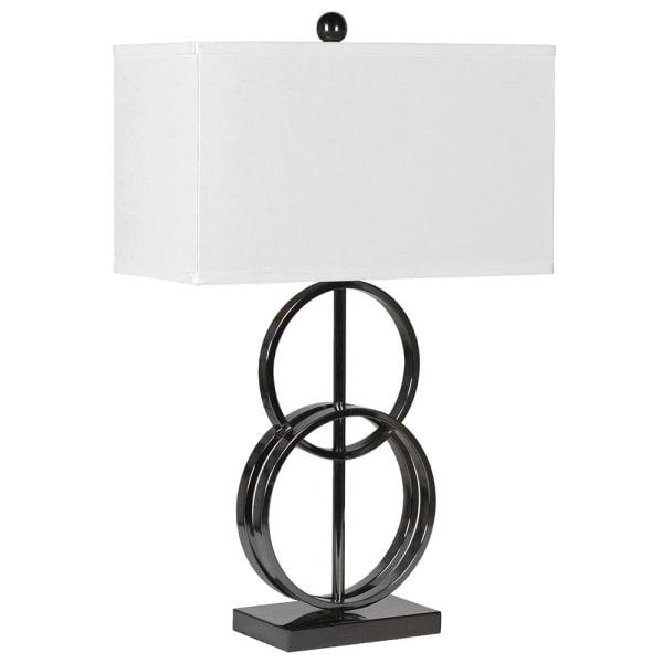 Metal Dual Ring Table Lamp with Linen Shade