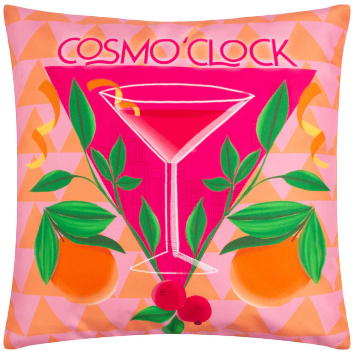 Waterproof Outdoor Cushion, Cosmo O' Clock Design, Pink