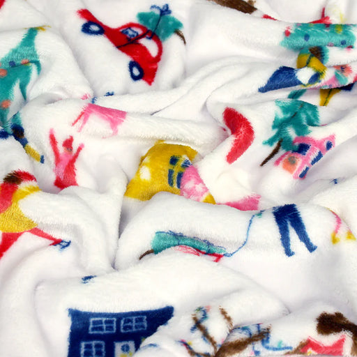 Christmas Together Festive Fleece Throw, Print, White, Multicolour
