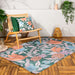 Cypressa Indoor/Outdoor Rug, Botanical Design, Jade, Washable 