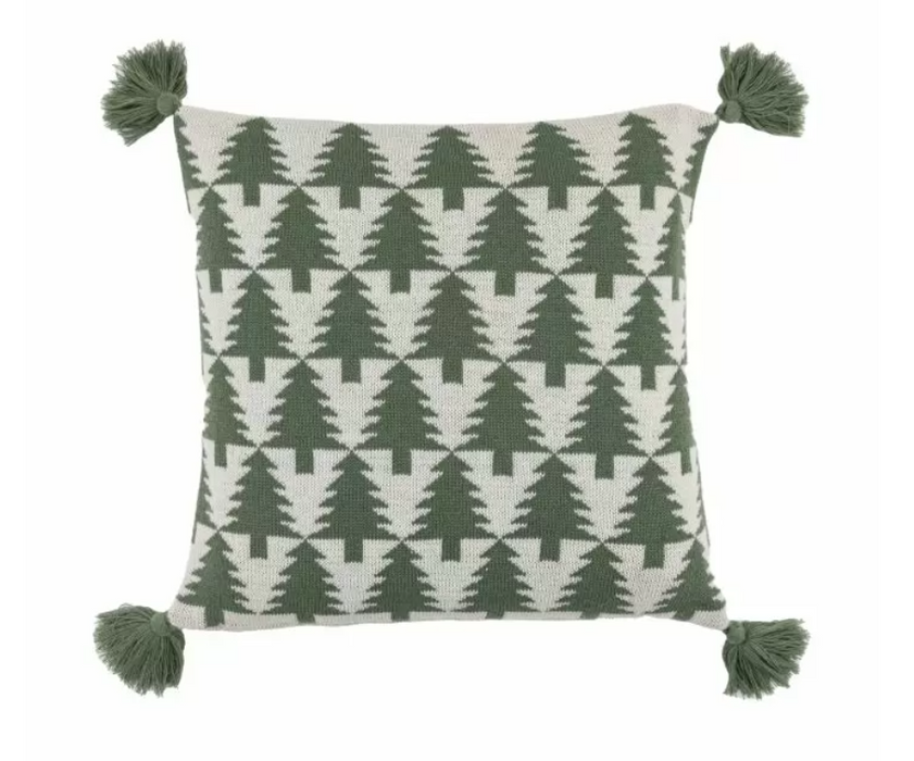 Knit  Green Tree Scandi Christmas Cushion