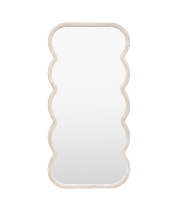 Como Curved White Wavy Edge Leaner Mirror Large