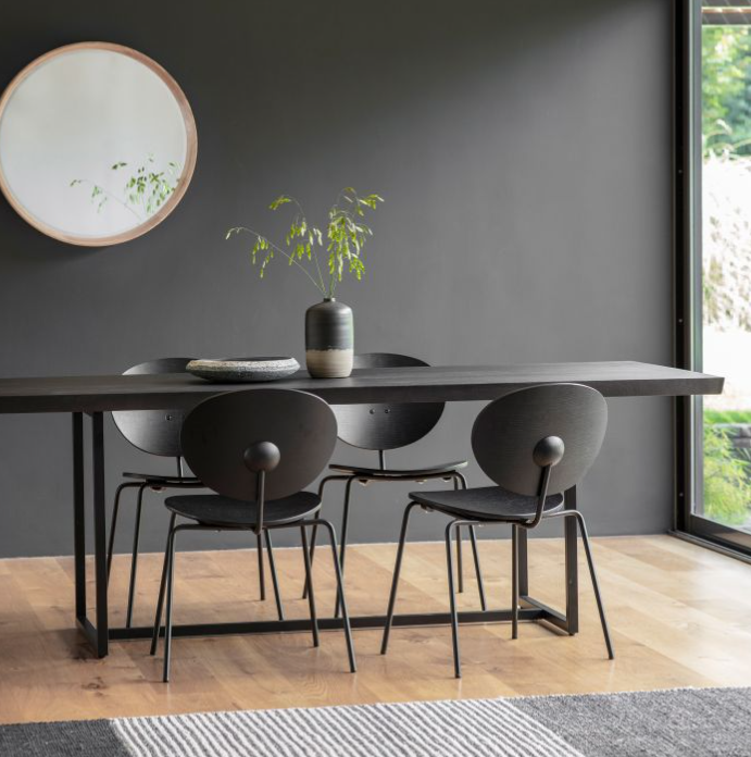 Boden Rectangle Dining Table, Black Oak Top & Black Legs