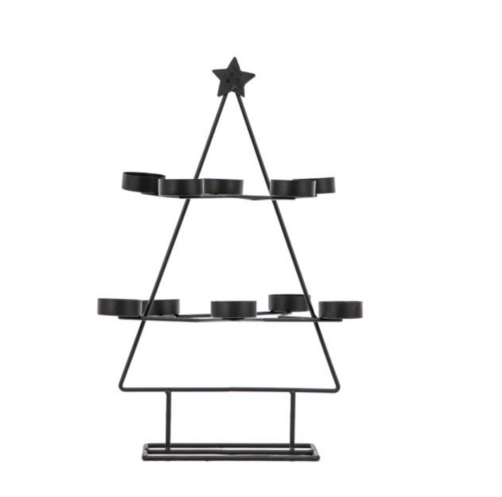 Black Christmas Tree Tealight Holder x10