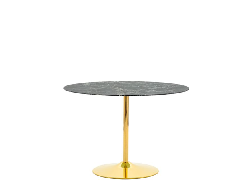 Fulton Round Dining Table, Black Marble Effect Top & Gold Base