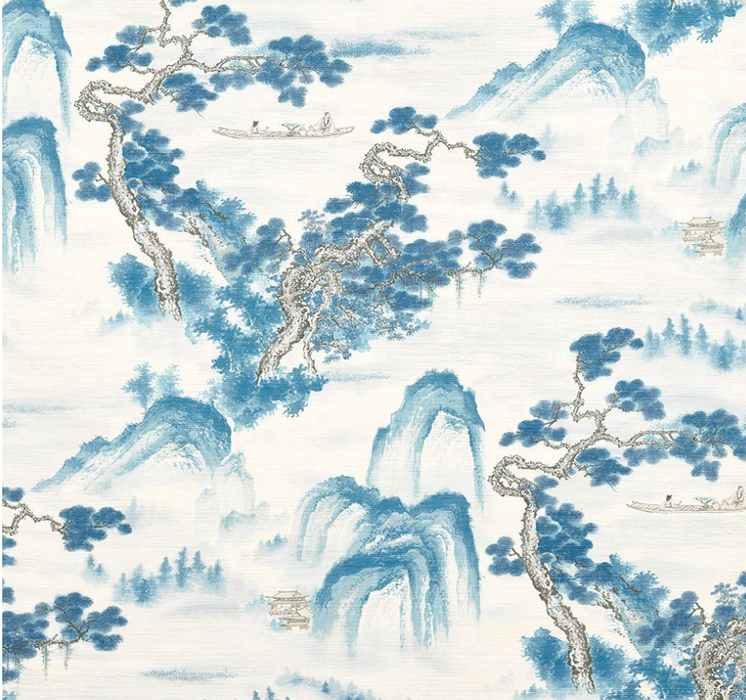 Zoffany Wallpaper - Kensington Walk- Floating Mountains - Indigo