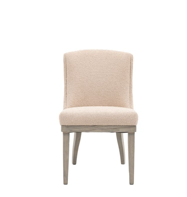 Kelvedon Pack of 2 Natural Boucle Upholstered Dining Chairs