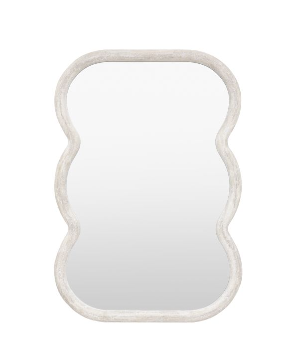 Como Curved White Wavy Edge Leaner Mirror