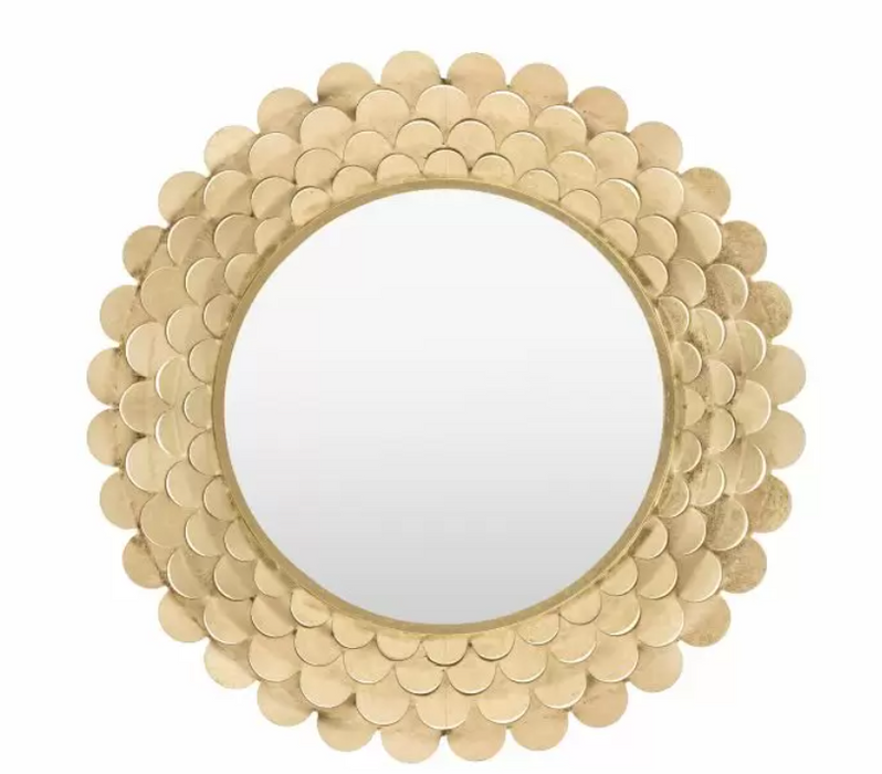 Windsor Gold Round Mirror with Scallop Cutouts 