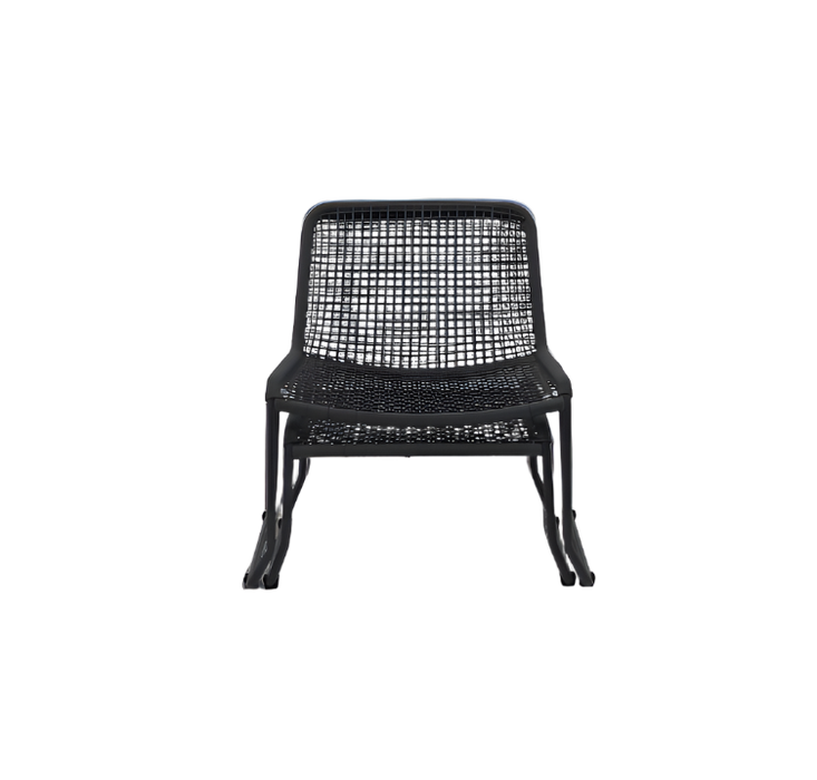 Crofton Garden Lounge Chair & Footstool, Black Woven Rope & Metal ( Due Back In 28/01/25 )