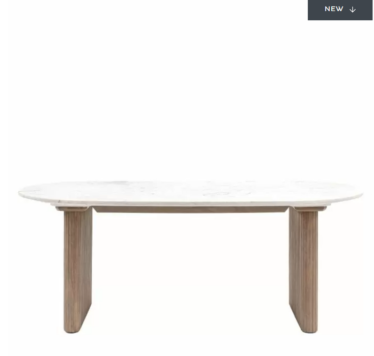 Ravenna Rectangle Dining Table, White Marble, Mango Wood ( Due Back In 10/11/24 )