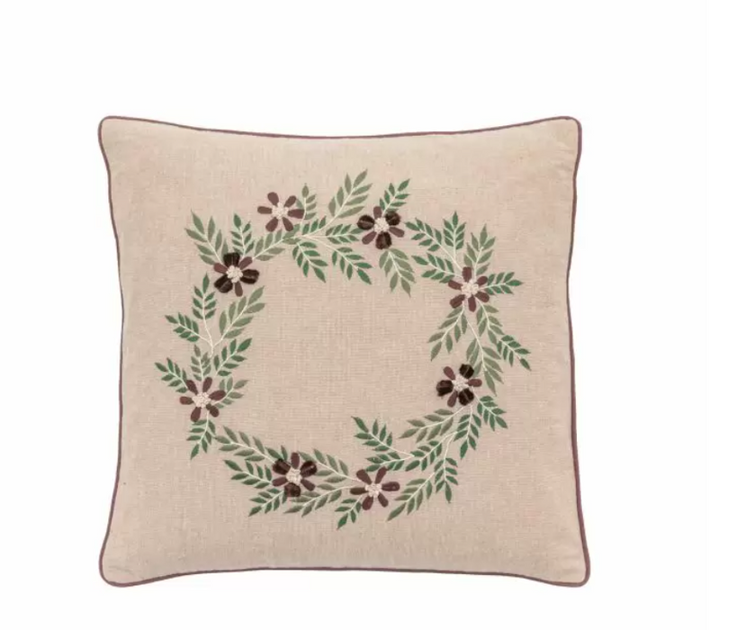 Windsor Wine Merry Xmas Embroidered Linen Cushion