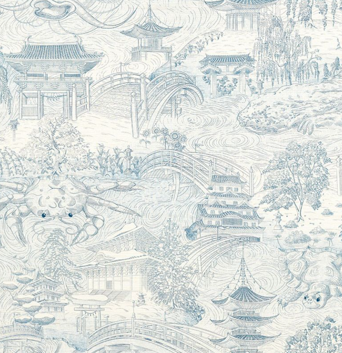 Zoffany Wallpaper - Kensington Walk- Eastern Palace - Indigo