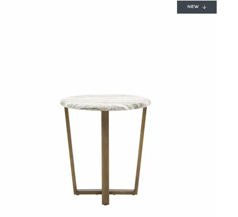 Burlington Side Table, Grey, White Marble, Bronzed Brass Metal