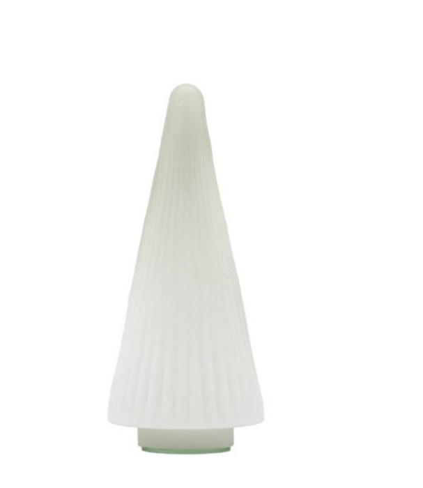 Ribbed Tree White Frost Glass Small