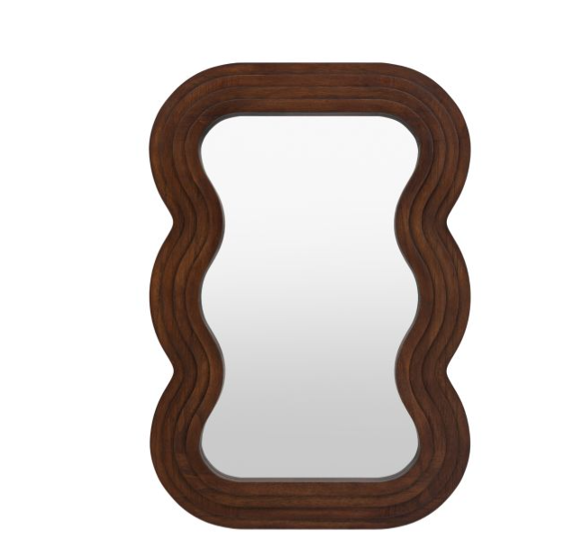 Hasker Brown Wooden Mirror with Wavy Edge