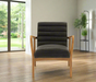 Sleek Charcoal Upholstered Lounge Chair – Oak Frame & Plush Comfort - Decor Interiors