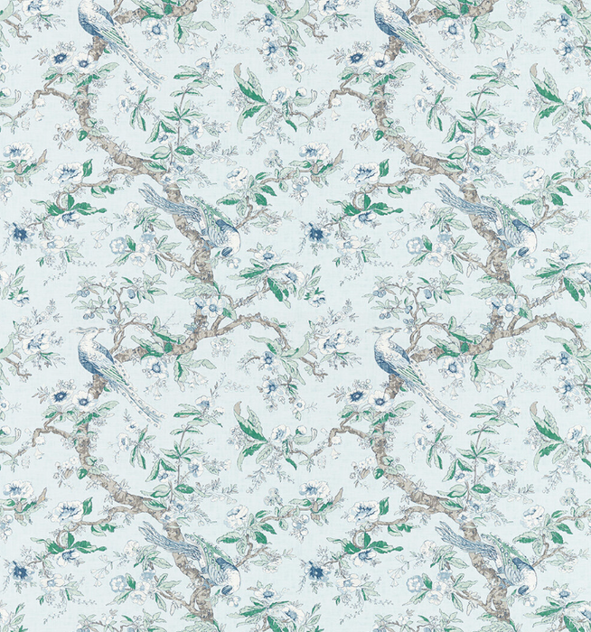 Zoffany Wallpaper - Cotswold Manor - Chintz (Sold by the metre) - Bluestone