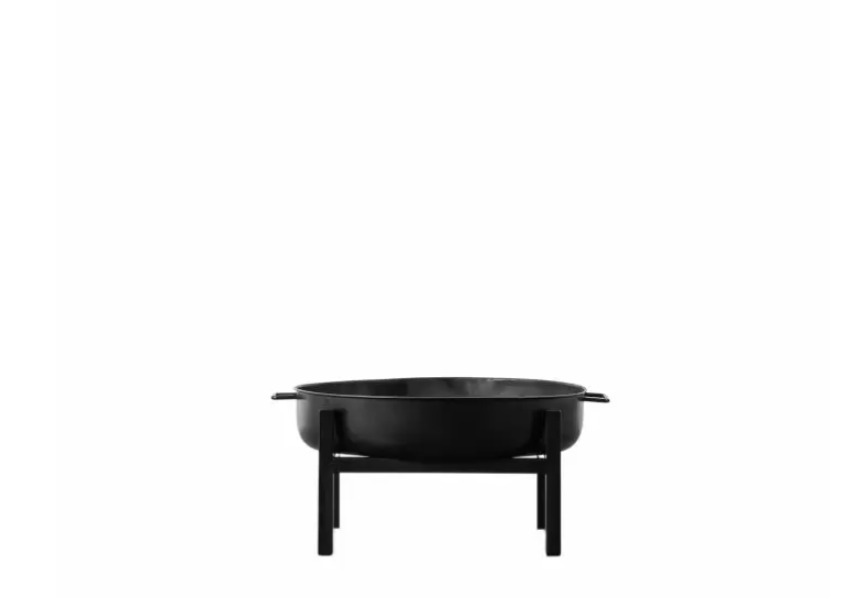 Norton Black Metal Firepit, Contemporary Bowl Style, Stand