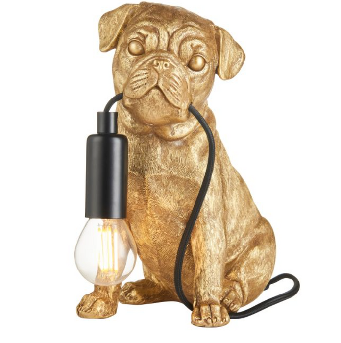 Quirky Vintage Gold Resin Table Lamp – Dog Design & E14 Holder ( Due Back In 30/01/25 )